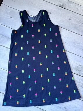 5/$25 George Navy Tank Dress with Neon Pineapple Motif